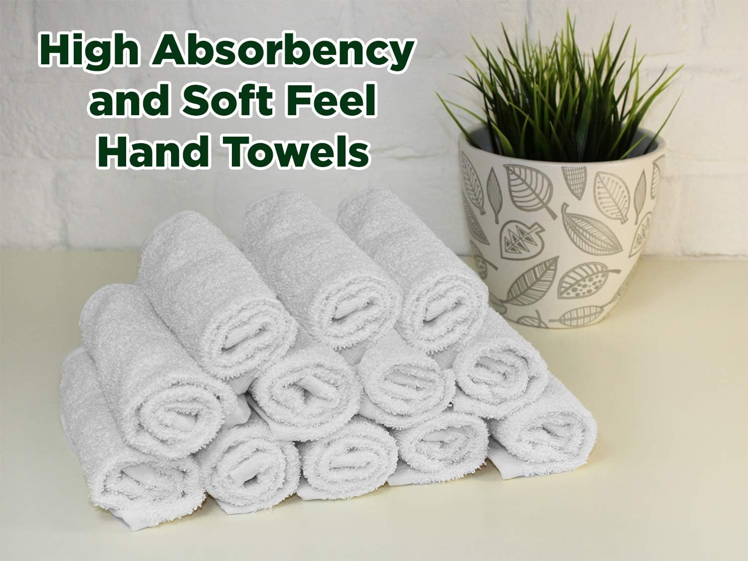 Pacific Linens Hand Towels-24 Pack-White, Super Absorbent Ring Spun, 100% Cotton,(Size 16”x27”), Commercial Grade, Multipurpose, Gym-Spa-Salon Towel, 3 lbs. per Dozen Quality (White)