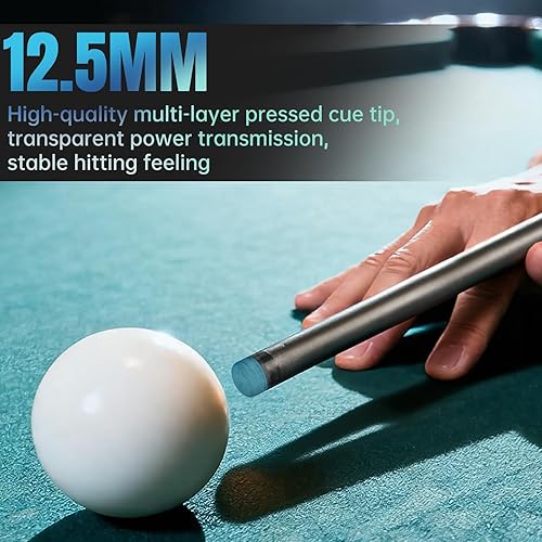 Miniatura 3 de Taco de piscina de fibra de carbono de 58 pulgadas profesional para adultos, tecnología de carbono completo, baja desviación, taco de billar con