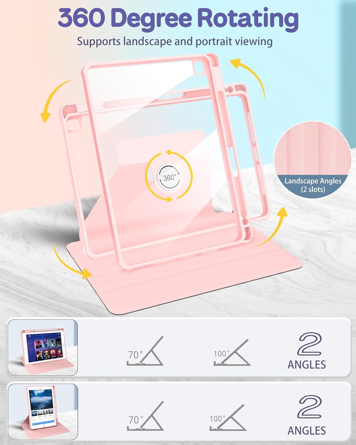 Uppuppy for iPad 9th/8th/7th Generation Case 10.2 Inch Folio Cover with Pencil Holder Women Girls Cute Girly Teens Kids Kawaii Pretty Aesthetic Rotating Stand for Apple iPad 7/8/9 (2021/2020/2019)
