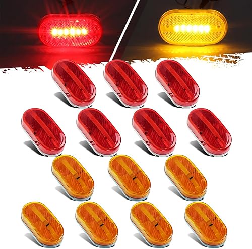Partsam 14 luces rectangulares de 4 pulgadas para remolque, caravana, 6 luces LED laterales con lente reflejo certificado por DOT, luz sellada