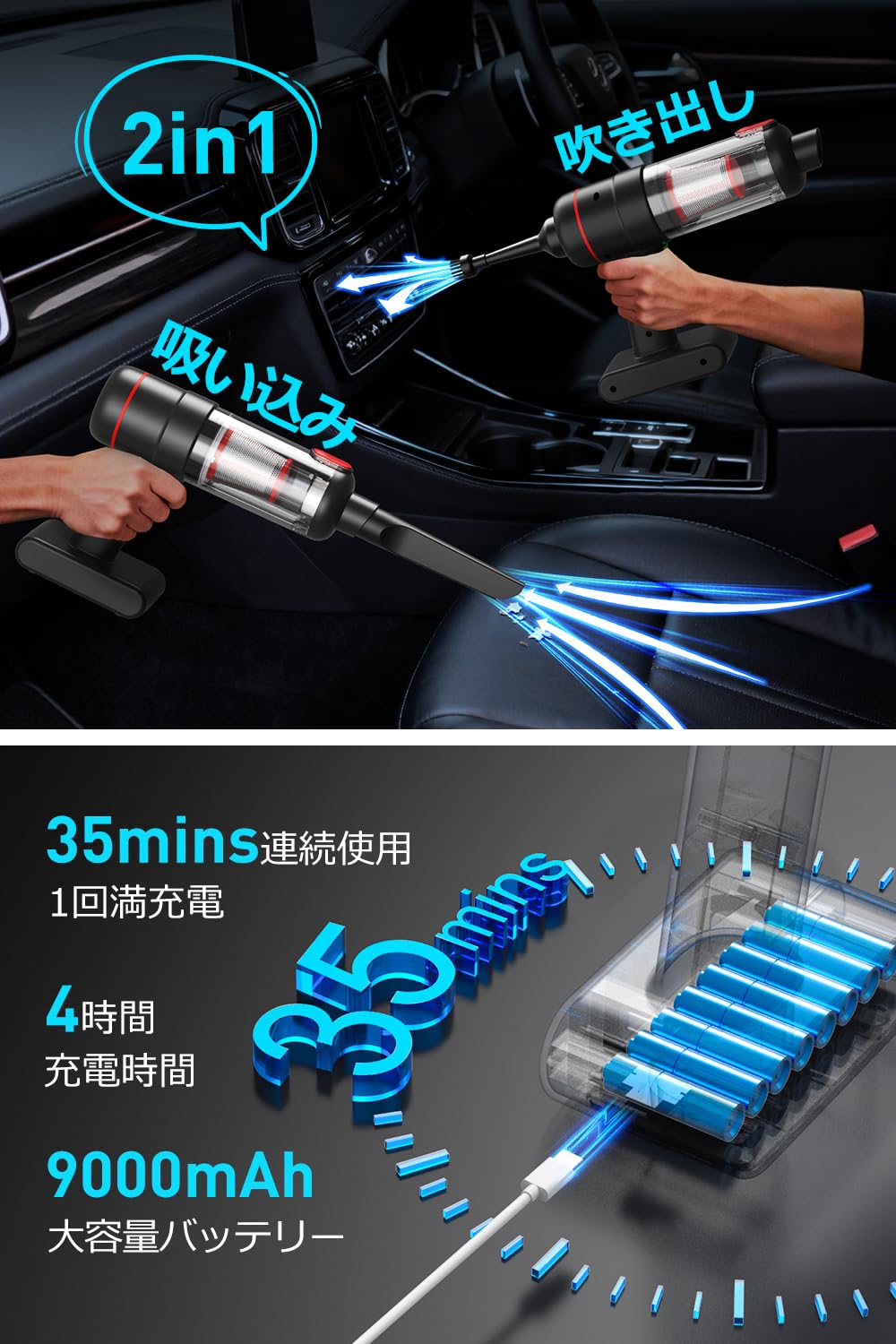 Amazon | 掃除機 コードレス 2026年NEW 28000pa 超強力吸引&吹き出し