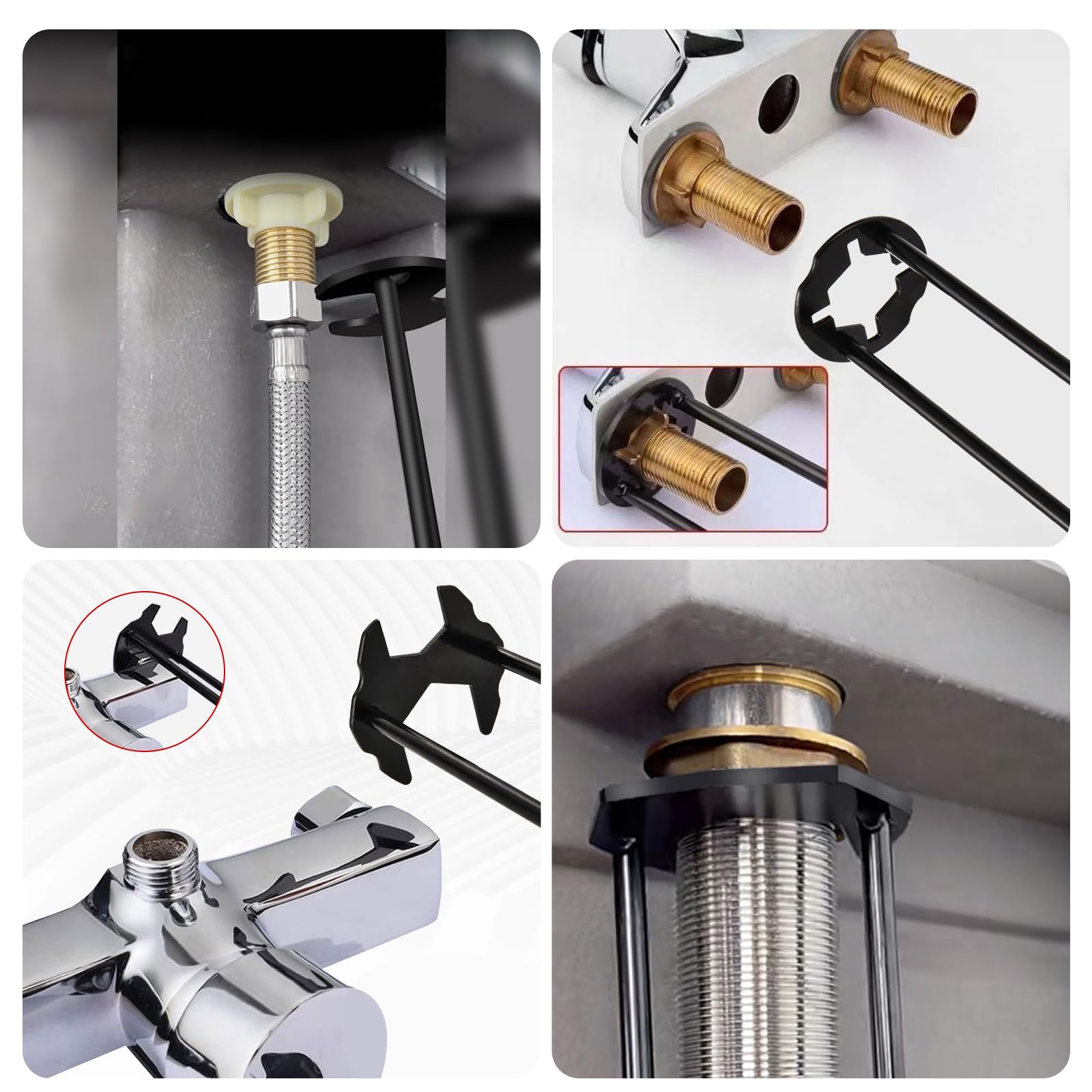 2pcs Basin Wrench Multifunctional Sink Wrench 7 Sizes Faucet Tool Four-jaw Hex Spanner Universal Plumbers Tool for Tight — view 8