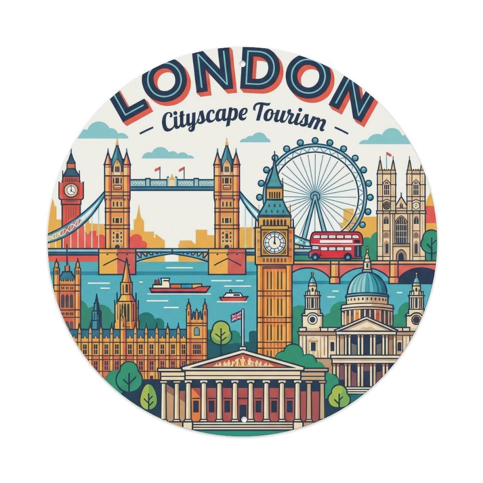 Okahys 8X8inch(20X20cm) Vintage Travel British Cityscape Tourism Metal Tin Sign