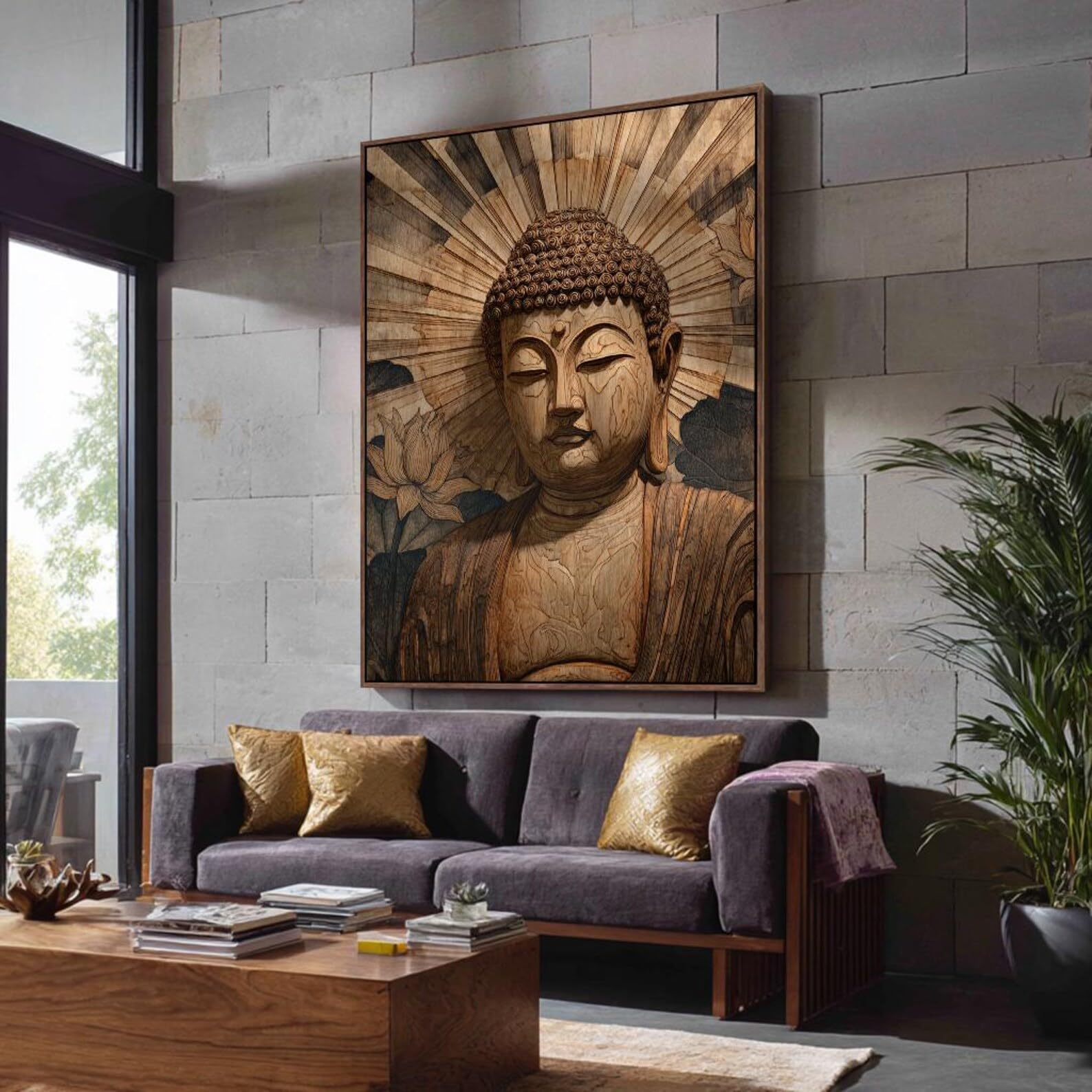 XINBAO Buddyjski portret, druk, duchowa dekoracja pokoju, wielkie dzieło sztuki ściennej Budda, obraz na płótnie do dekoracji zajęć jogi (70 x 100 cm/bez ramki)