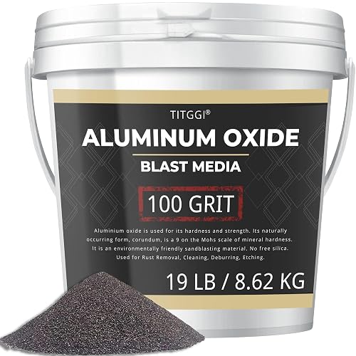 TITGGI 100 Grit Aluminum Oxide Blast Media for Sandblasting, 19 lb | Rust and Paint Removal, Uniform Matte Finish, Metal Surface Preparation Before Painting, Coating or Refinishing