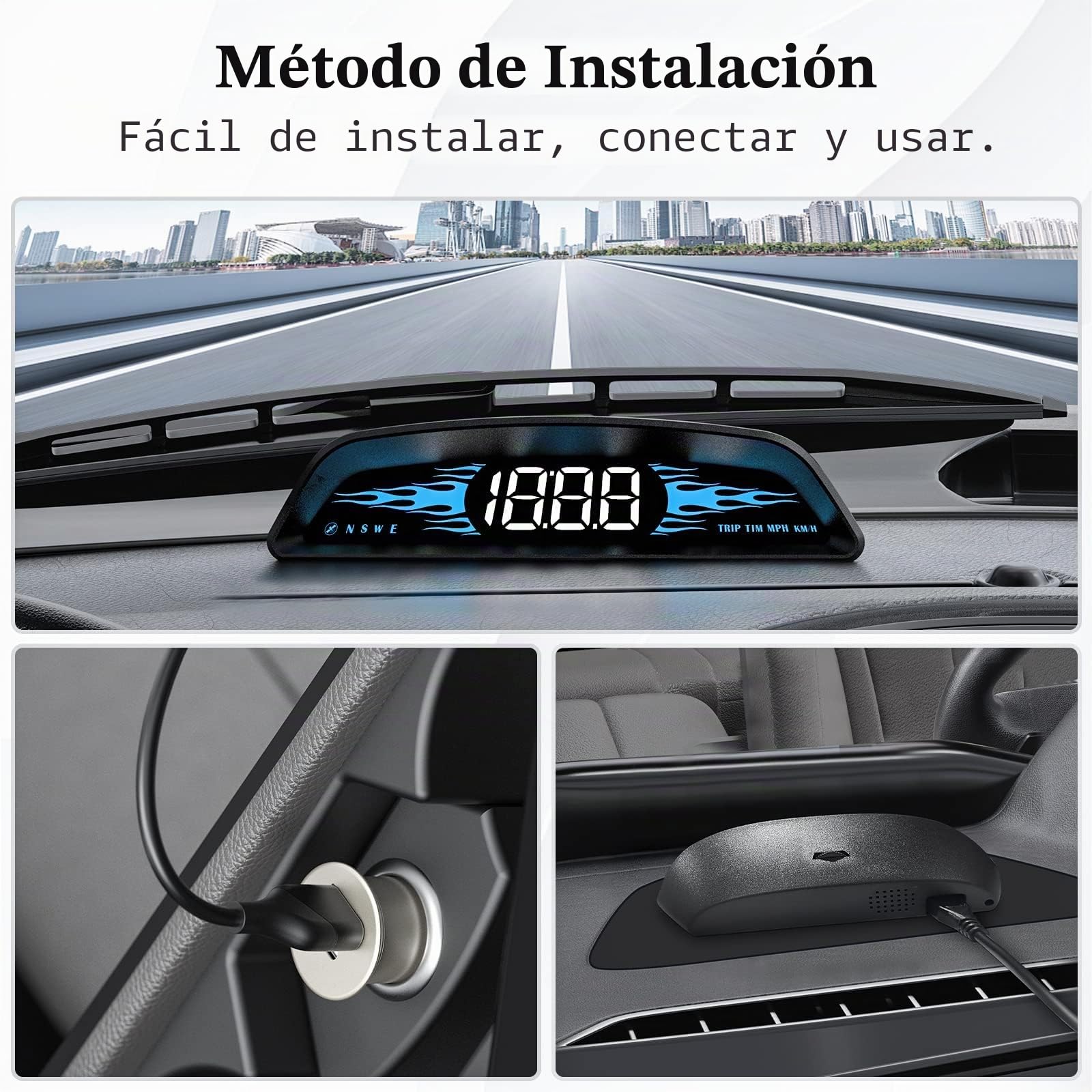 Velocímetro GPS para coche, mostrando velocidad, velocímetro, recordatorio de velocidad y recordatorio de conducción de fatiga, compatible con todos los coches, pantalla frontal
