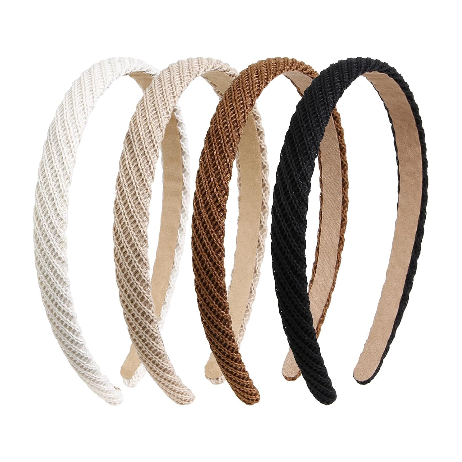 DRESHOW 4 Pack Headbands for Women and Girls Thin Knitted Hairbands Fashion Cute Solid Colors Non Slip Hair Accessories
