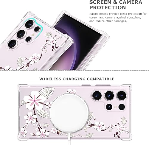 Miniatura 6 de GREATRULY Funda transparente floral para Galaxy S23 Ultra 5G para mujeres y niñas, bonita funda de teléfono para Samsung Galaxy S23 Ultra, diseño de