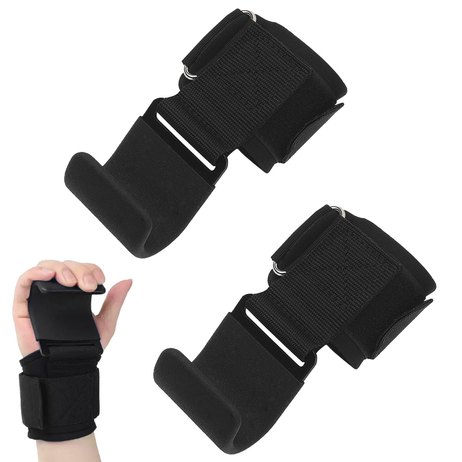 Amllaing Weight Lifting Hooks for Deadlift Pull Ups with Wrist Support