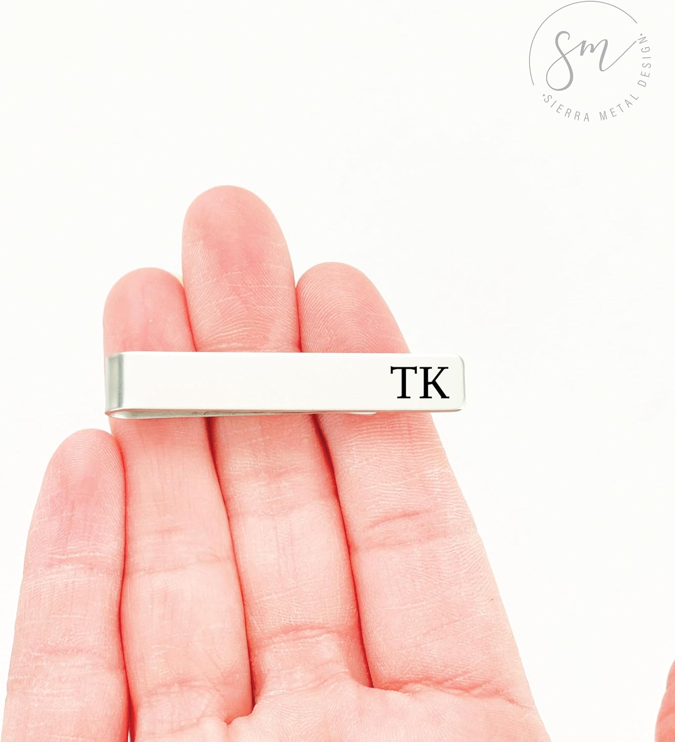 SM Design Personalized Initials Tie Clip - Best Day Ever - Stainless Steel - Wedding & Engagement - Men's Tie Bar