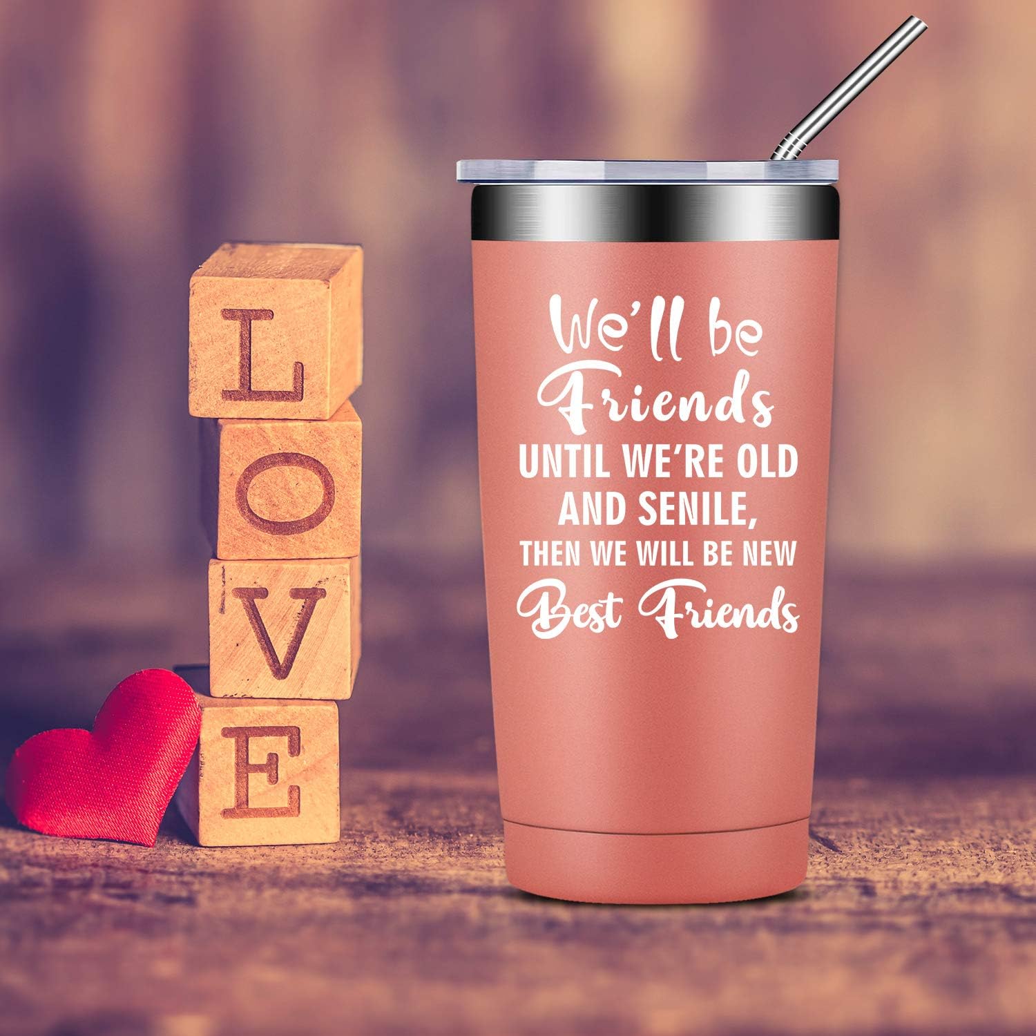 Exclusive Best Friend Friendship Gifts for Women, Men, Coworker, Roommate, BFF, Stainless Steel Tumbler Cup with Lid and Straw Birthday Gifts
