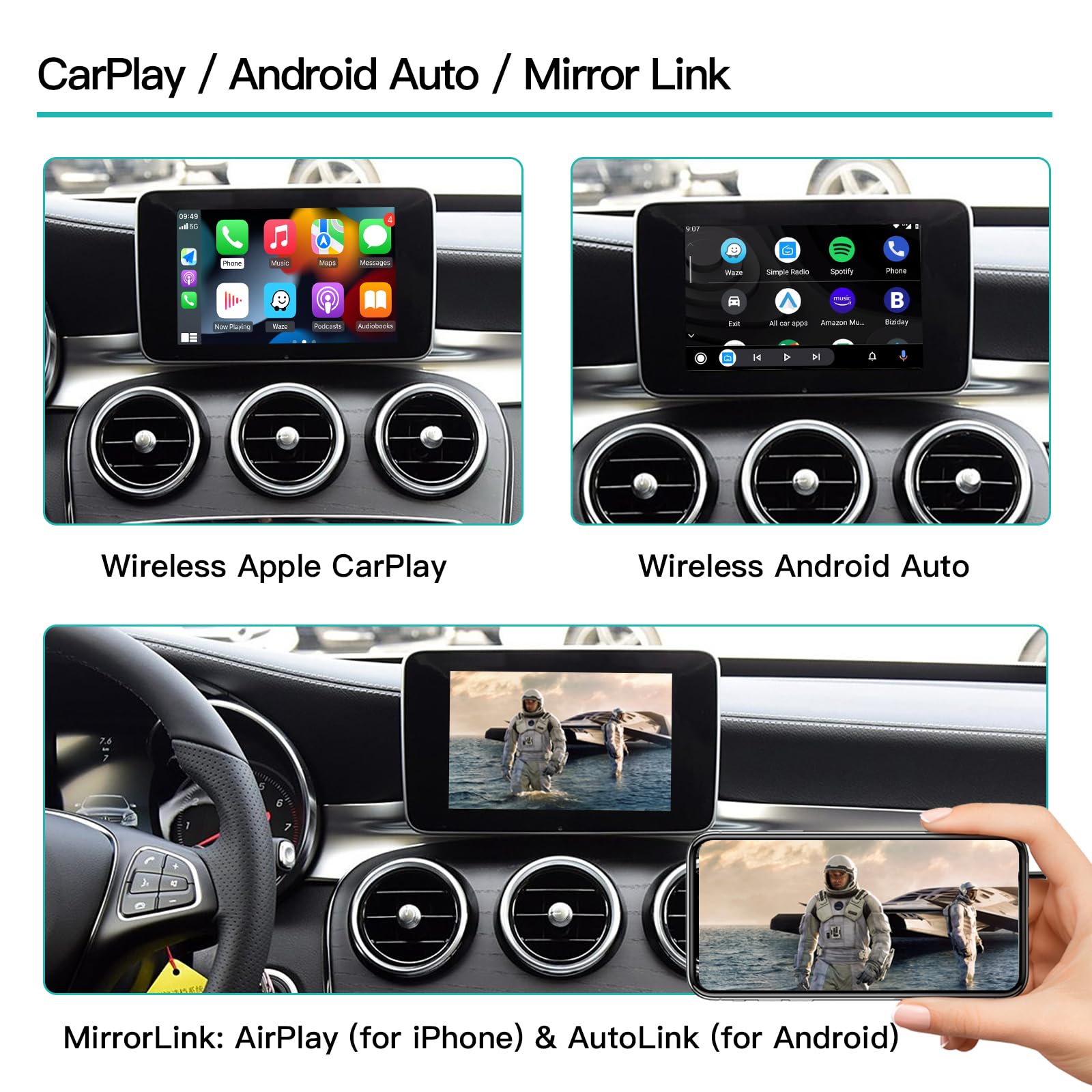 Wireless CarPlay/Android Auto per Mercedes Benz Classe A B C E GLA CLA CLE W205 W176 C117 W246 W167 NTG5.0