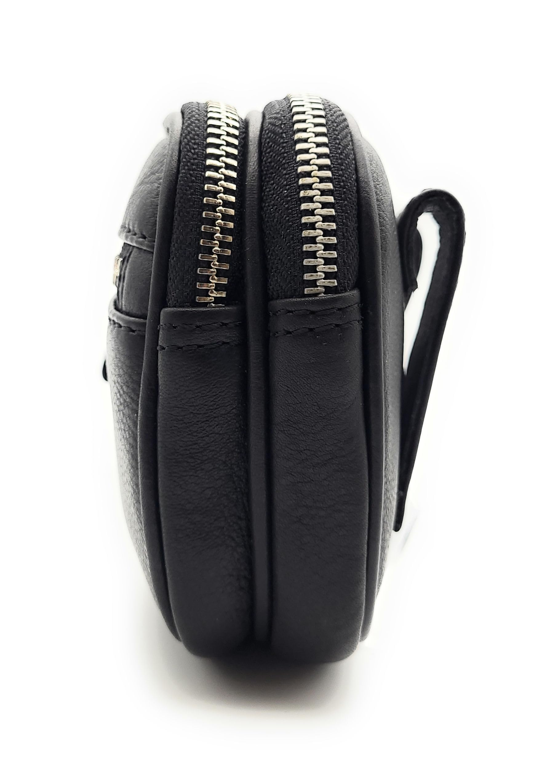 große echt Leder Reißverschluss Gürteltasche Bikertasche Hüfttasche Bauchtasche Rindleder schwarz