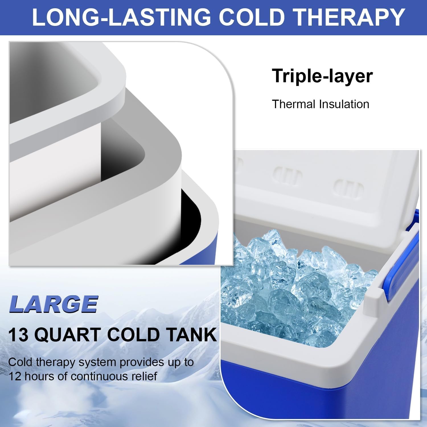 Cold Therapy Machine with Programmable Timer, 13 Quart Ice Machine for Shoulder After Surgery, Portable Cryotherapy Pain Relief w/Compression Pad for Shoulder and Knee
