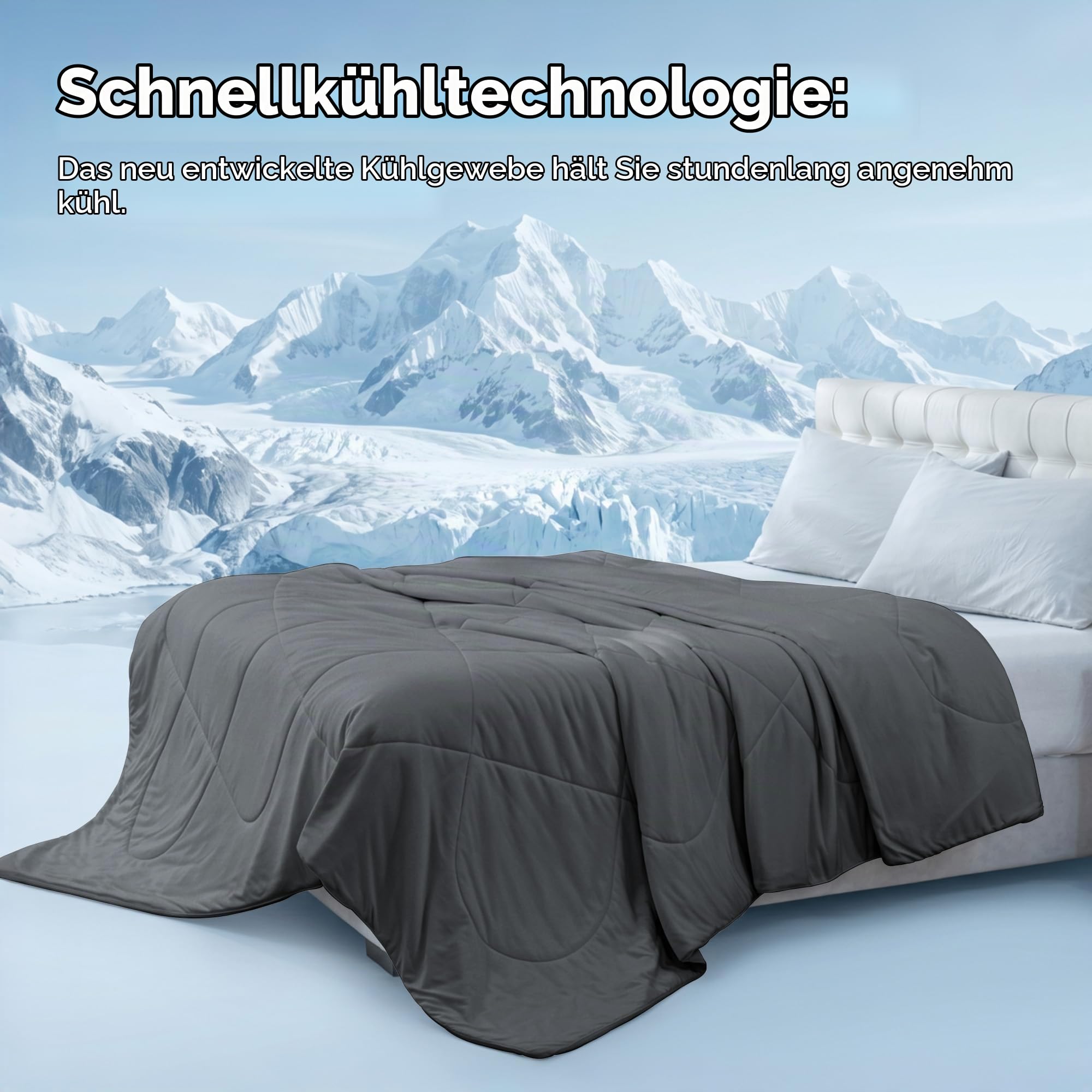 Deodar Kühldecke Sommerdecke 2-in-1 Doppelseitig Leichte Kühldecke mit Kühleffekt Selbstkühlende Decke zum Schlafen Schlafdecke Sofadecke Reisedecke Dunkelgrau + Hellgrau 155x220