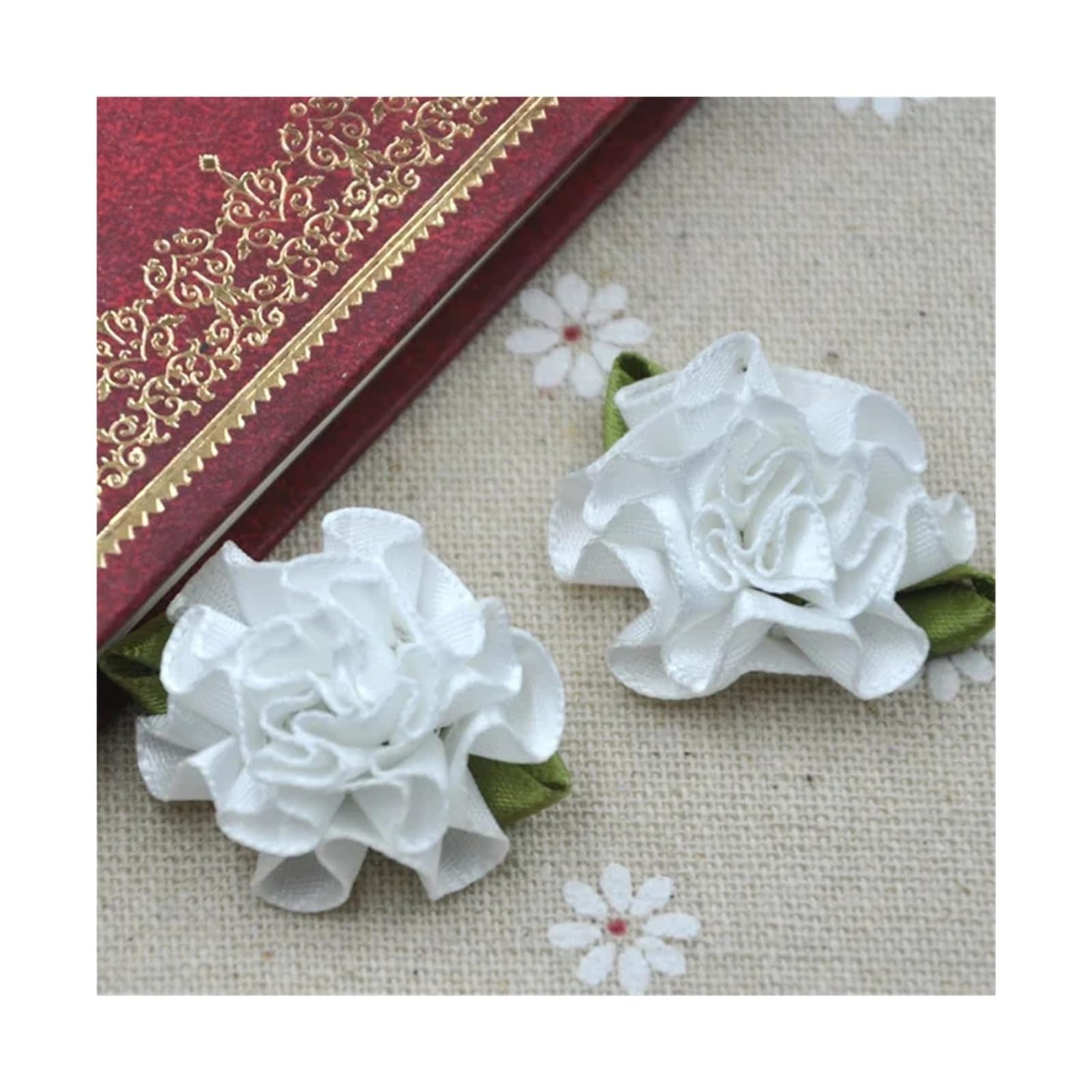 LOVSSU Fabric Flowers 40pcs U Pick Ribbon Flower Carnation Appliques Sewing/craft/wedding Lots(Color 06)