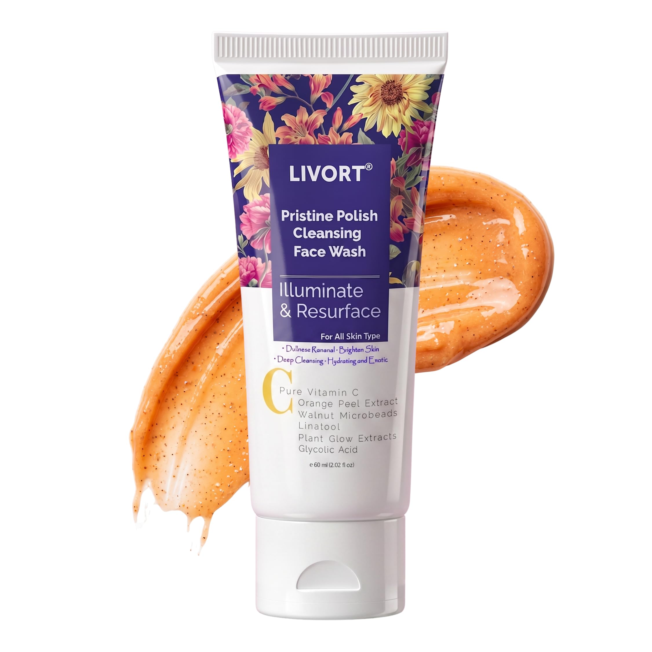 Pristine Polish Cleansing Face Wash, Pure Vitamin C, Glycolic-acid, Orange Peel Extracts, No Parabens, No Sulfates, Face Cleansing, for Oily, Acne-Prone Skin, Helps Remove Excess Oil, Non-Comedogenic, Hypoallergenic, Dermatologist Tested, 60 ml 2.02 fl.oz-image-27