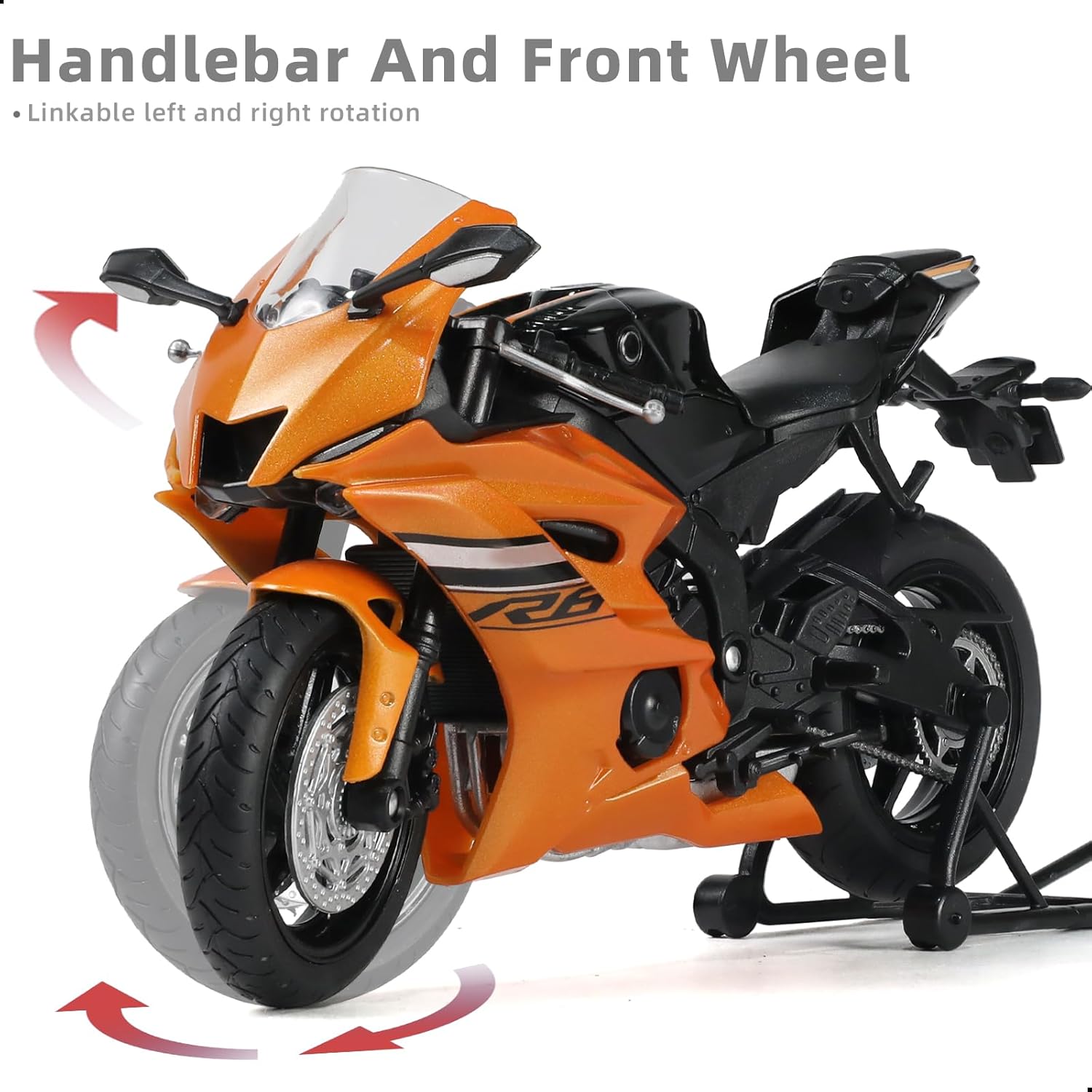 1/12 Motorcycle Model Toy for Yamaha YZF-R6 1000R Alloy Die-cast Motorcycle Model No Assembly Required Mini Racing Moto Collection Gift for Adult （Orange）