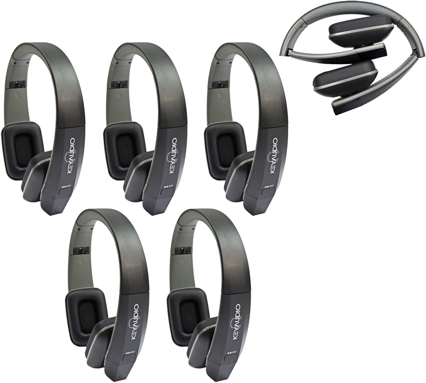 Key Audio 5 Two Channel Folding Adjustable Universal Rear Entertainment System Infrared Headphone Car TV Video Audio and Listening with Superior Sound Quality