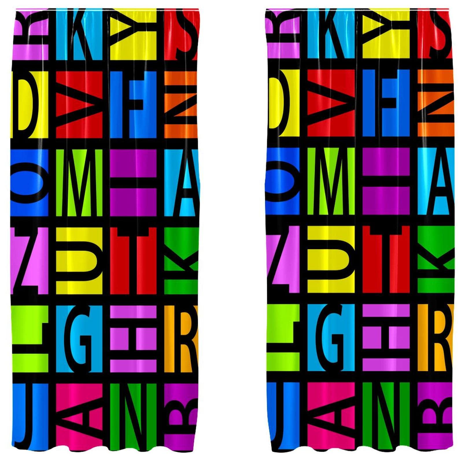 Rideaux occultants alphabet colorés 140x213 cm drapé occultation