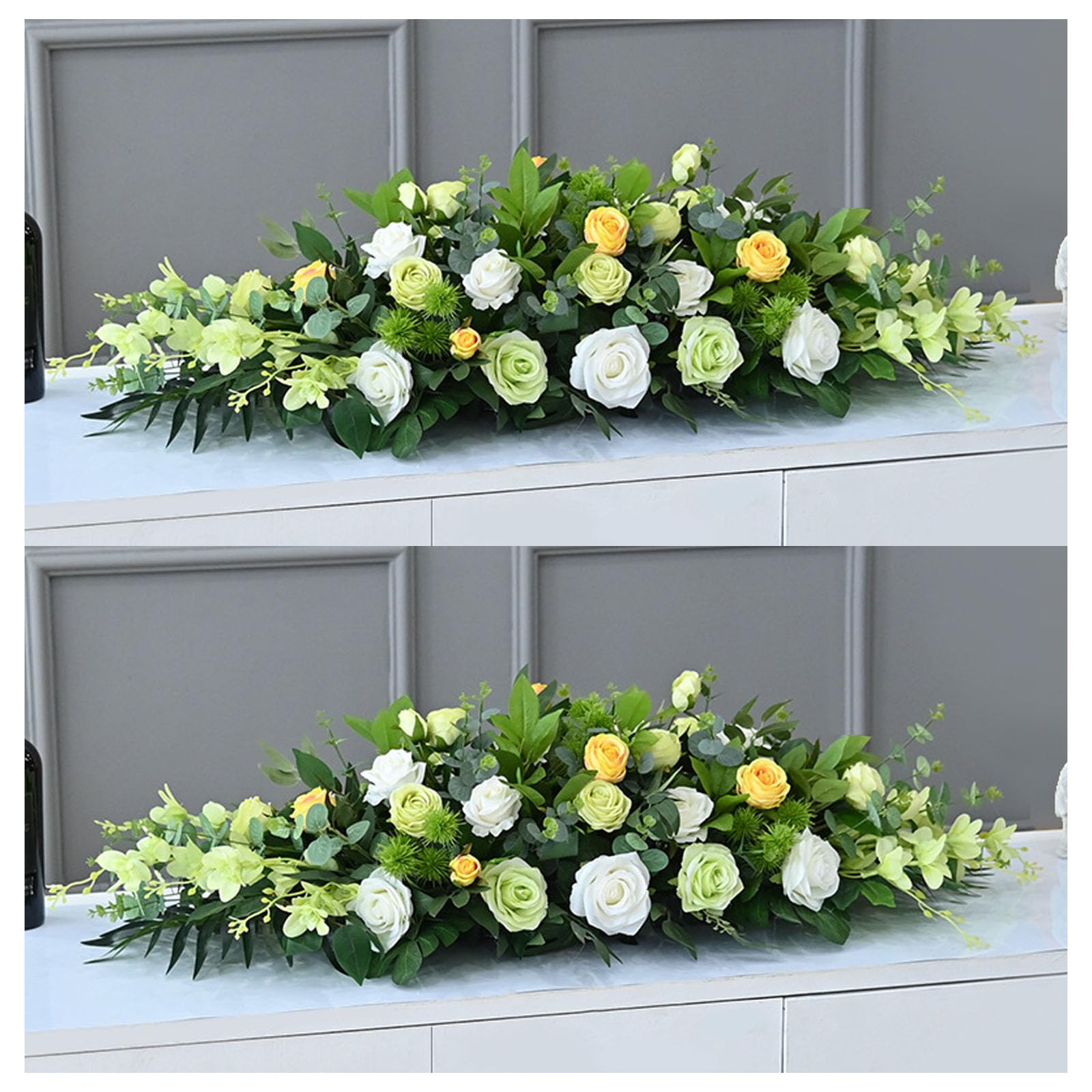 Office Lobby Floral, Corporate Meeting Table Decor, Business Event Arrangement, Stylish Faux Floral Decoration For Office Venues, Corporate Meeting(Size:100×40×25cm (39.37×15.75×9.84in),Color:C-2 Pcs)