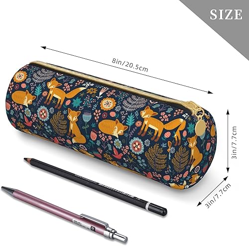 Miniatura 2 de Bolsa de maquillaje simple de lona Bolsa de soporte de pluma Bolsa de almacenamiento de oficina, Floral Foxy