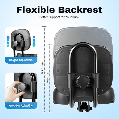 Miniatura 8 de Asiento de bicicleta extra ancho con respaldo y cómodo diseño ergonómico para hombres y mujeres, almohadilla de cuero de altura ajustable para