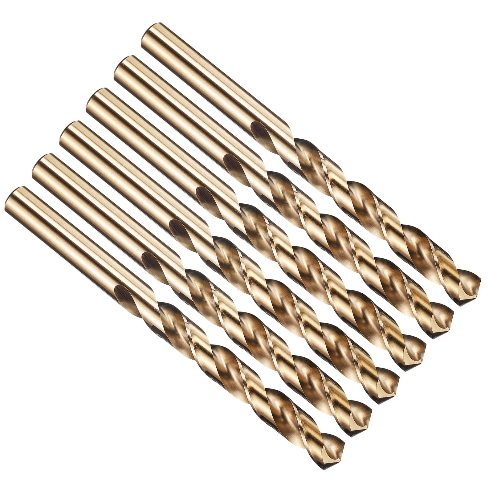 PATIKIL 10.7mm Drill Bit 27/64", Jobber Straight Shank M2 High-Speed Steel 135° Gold Finish for Stainless Steel Hard Metal - 6 Pack
