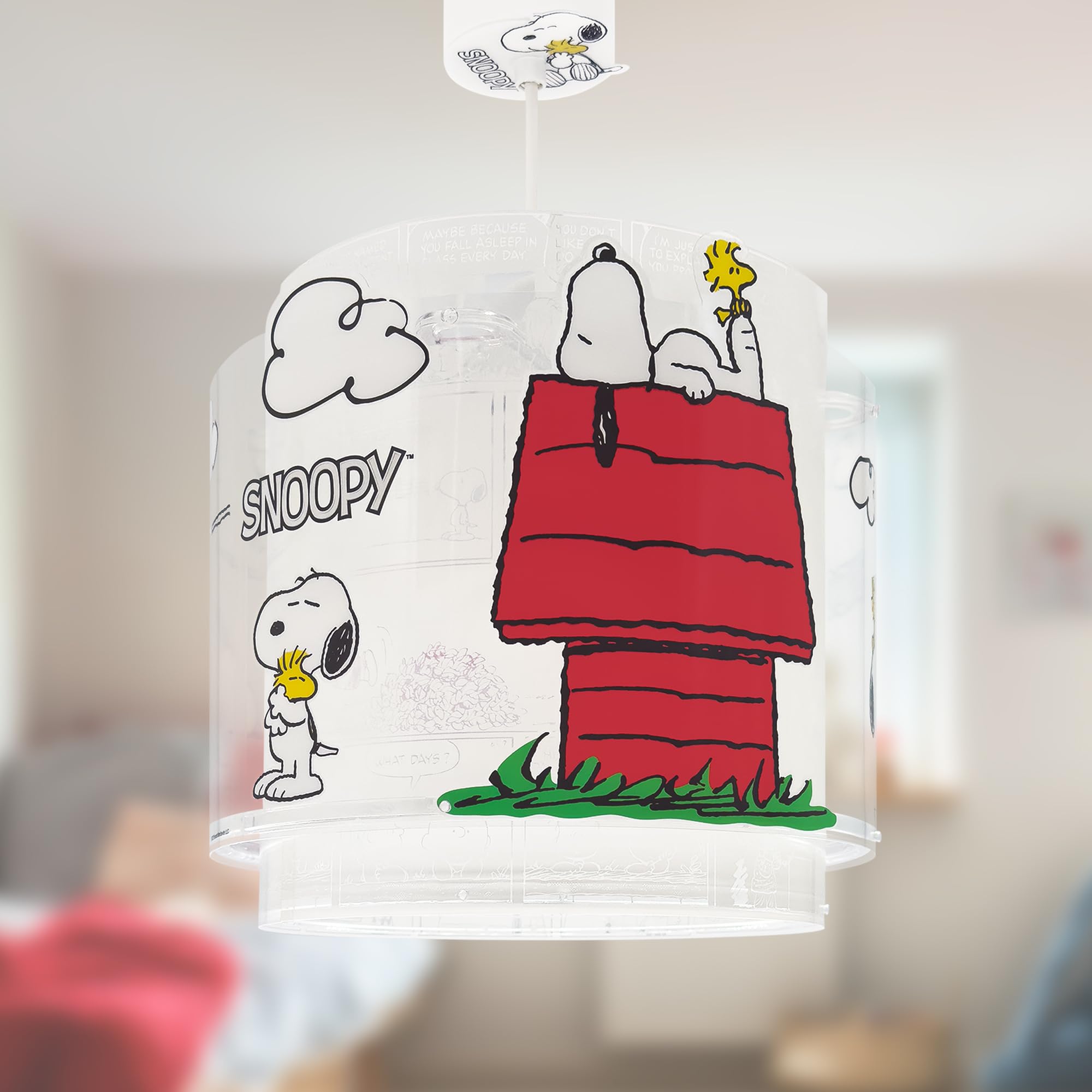 Dalber Lámpara Techo Colgante Infantil Snoopy 76302 E27 | Incluye difusor de luz inferior extraible; Habitación niños; lámparas infantiles.