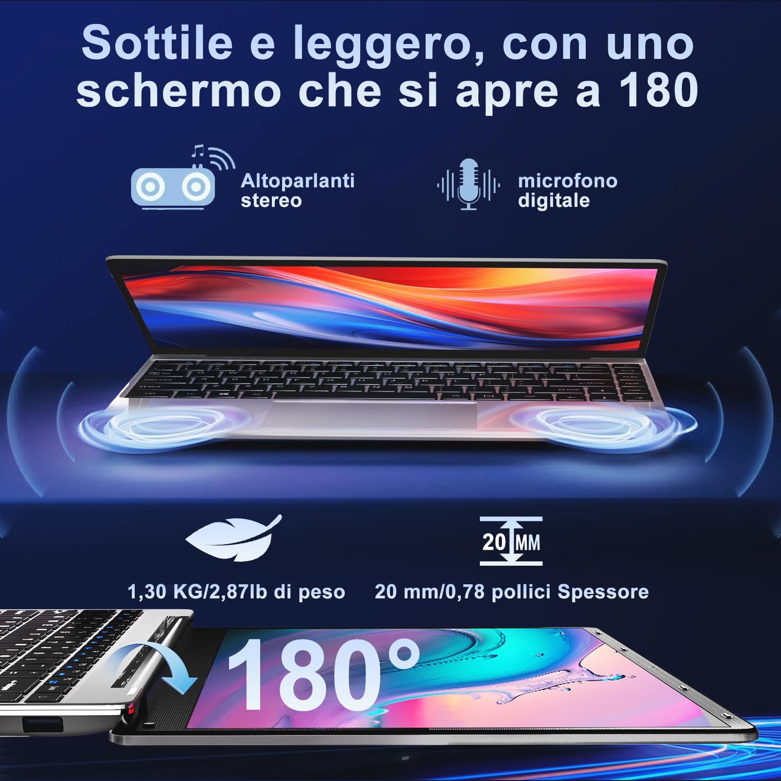 Portatile PC Portatile Win 11 Notebook N4020 (upto 2.8 GHz), 14 pollici Laptop con 6GB RAM+128GB ROM Estensioni SSD 1TB, BT 4.2, 5G WiFi, 1080 FHD USB mini HDMI Tastiera Italiana Membrana-Gray