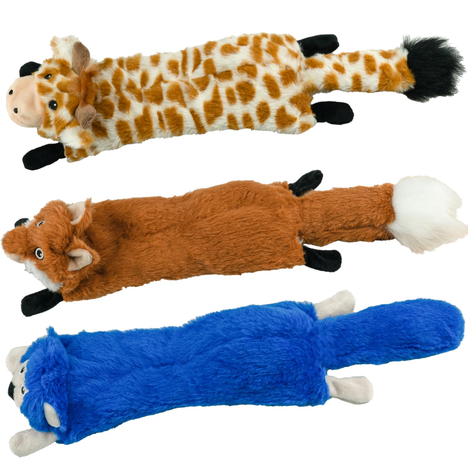 SHARLOVY Dog Squeaky Toys No Stuffing 3 Pack, Plush Crinkle Dog Toys for Large Breed, Durable Doggie Chew Cute Animals Puppy Toy for Teething