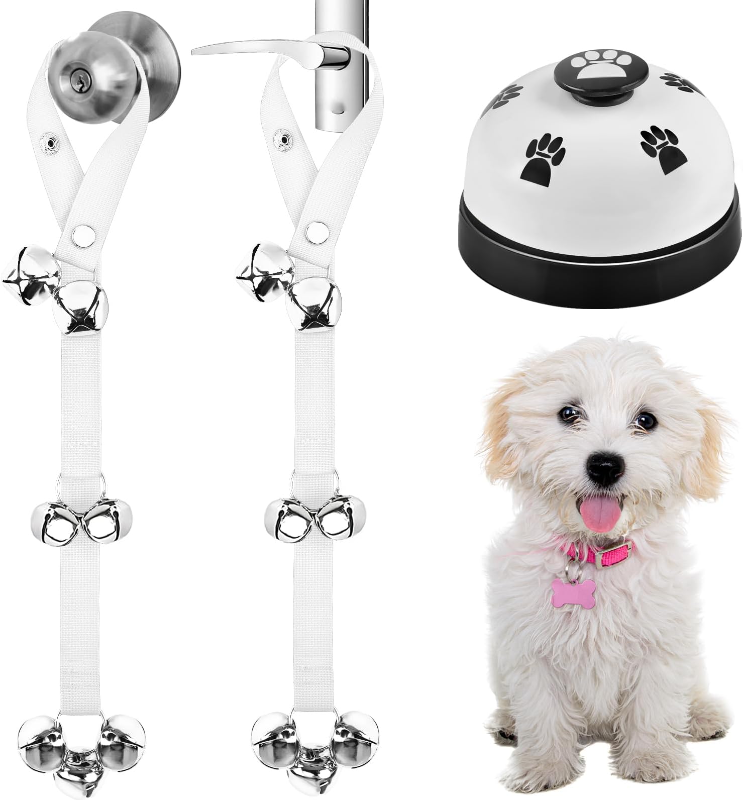 JIMEJV 3 Pack Dog Doorbells, Pet Training Bells for Go