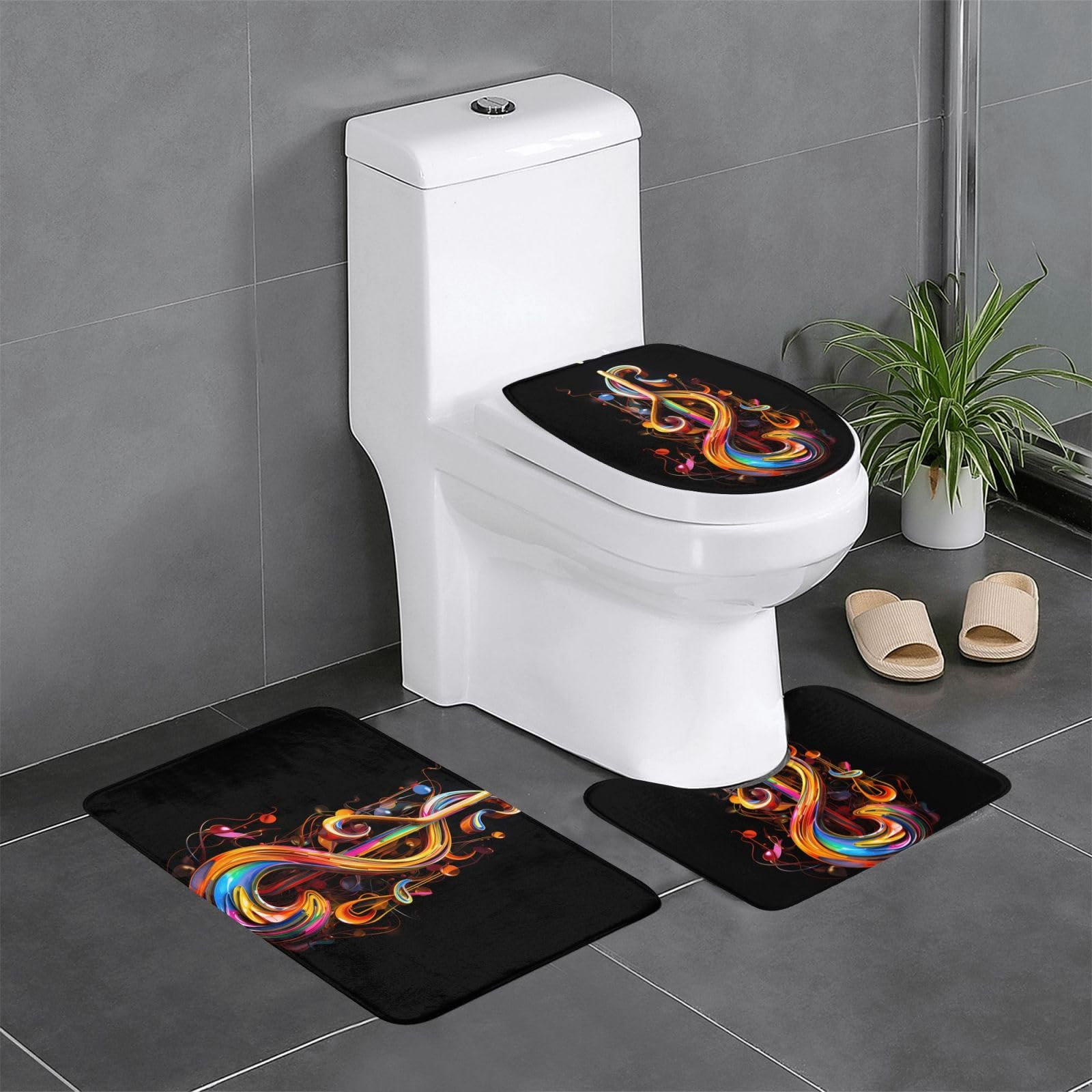 Tapis de bain antidérapants Lot de 3 WHJDPP 61x40cm notes musique