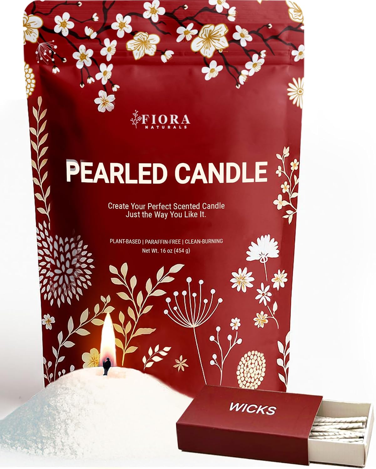 Pearled Candle Sand with Wicks – 1 Lb Sand Wax Beads & 20 Cotton Wicks
