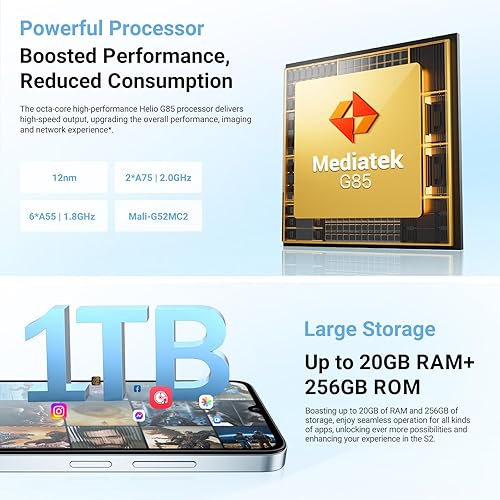 Miniatura 3 de FOSSIBOT Teléfono celular S2 desbloqueado, pantalla FHD+ de 6.72 pulgadas, 20 (8+12 GB)+256 GB 1 TB TF, batería de 5000 mAh, cámara de 50 MP+16 MP,