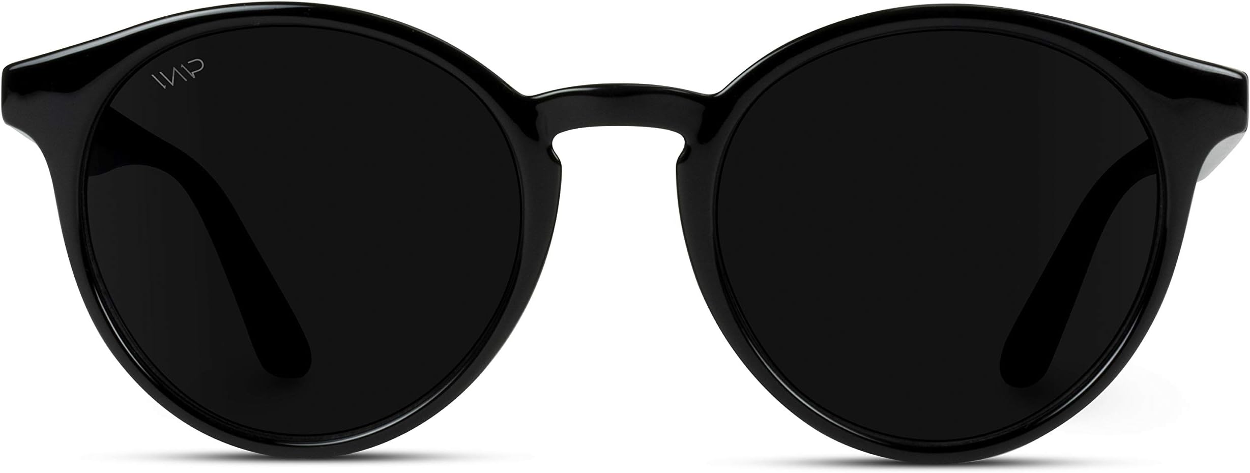 WearMe Pro Classic Small Round Retro Sunglasses, Black Frame/Black Lens