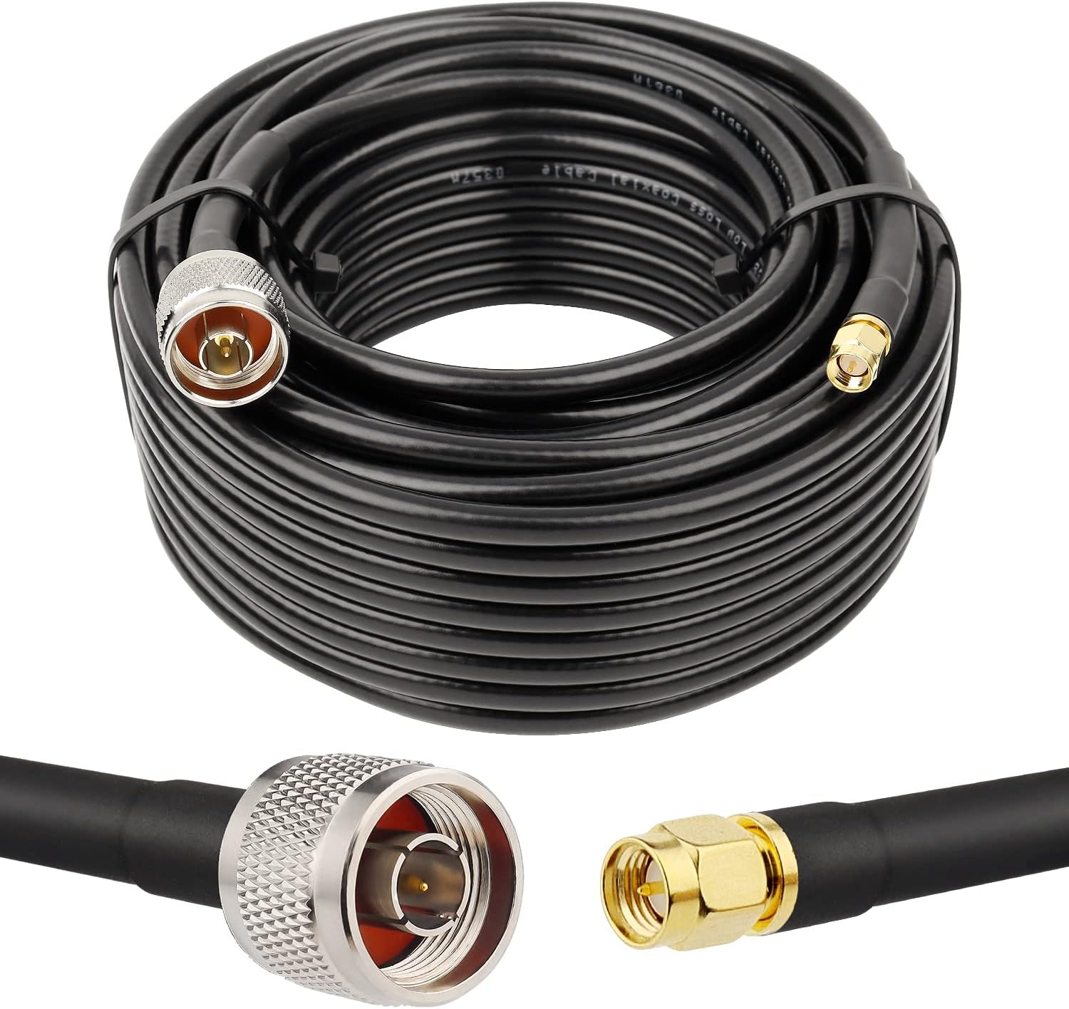 KMR240 N Male to SMA Male Cable - 50FT Ultra Low Loss SMA to N Cable 50 ohm for WiFi Router/GPS Receiver/Antenna/Signal Booster Use