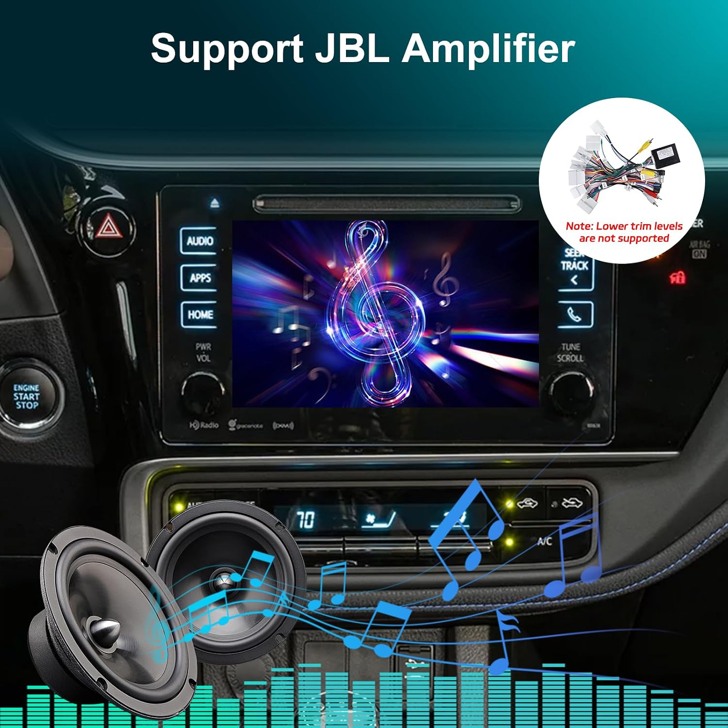 16 PIN Car Radio Stereo Wiring Harnesses with CANBUS - Aftermarket Cable Wire Adapter for Toyota Corolla Camry RAV4 Prado Highlander Sienna, Support JBL/Backup Camera/SWC