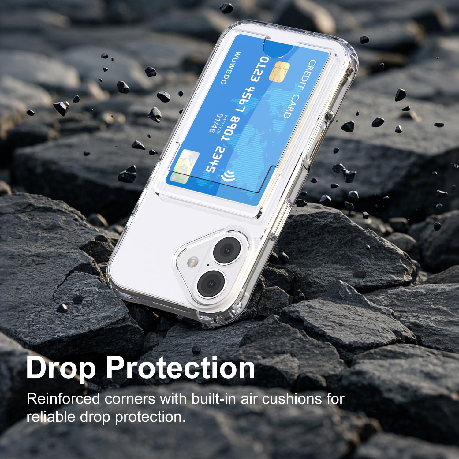 For IPhone 17 Clear Slim Wallet Case, Holds 1-2 Cards, Anti-Yellowing