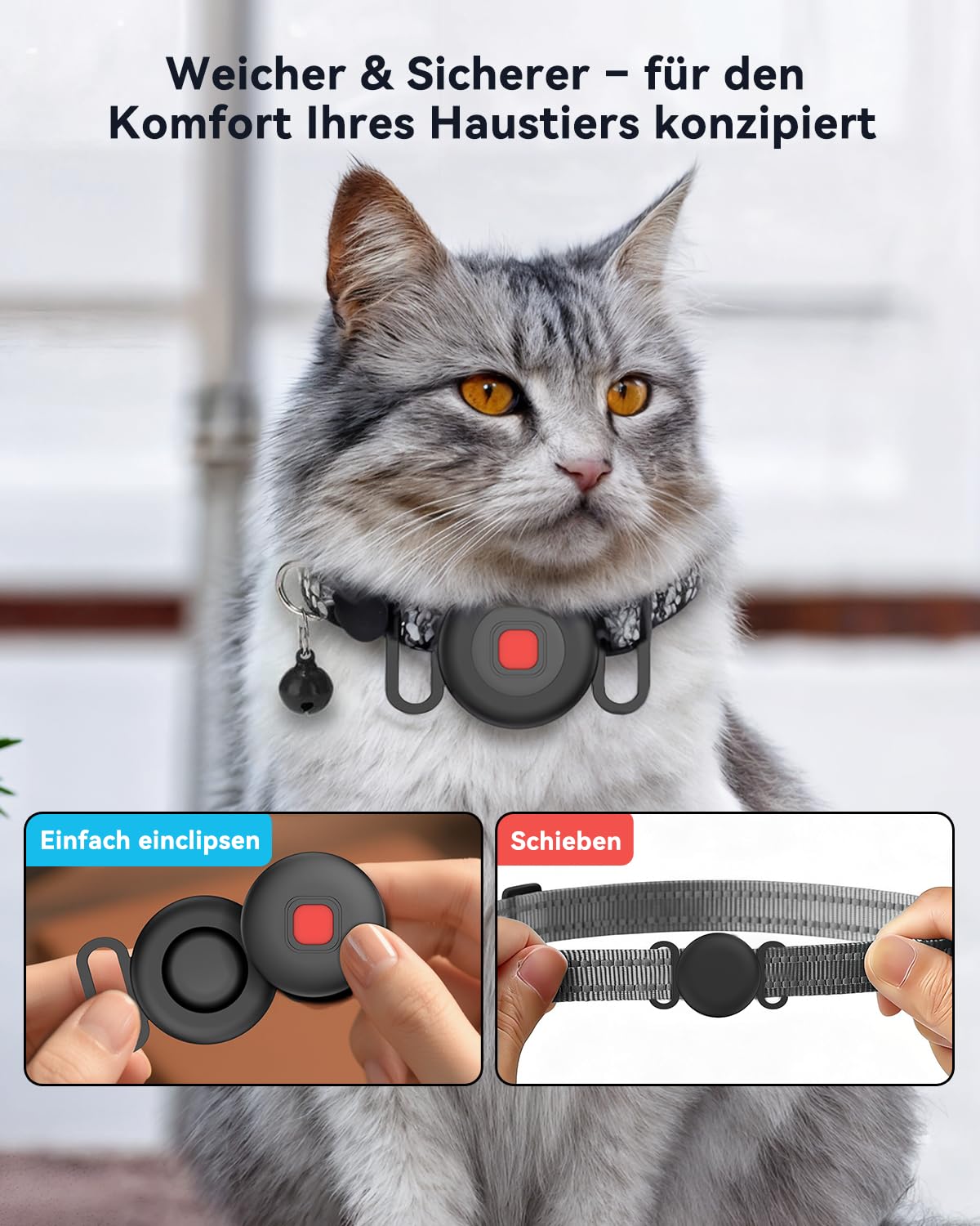 Hund GPS Tracker für Android ohne ABO, Hundetracker Katzentracker für Halsband, Android Smart Tag kompatibel mit Google Find Hub, Wasserdicht Tracking Standort von Haustieren (2 Pack)
