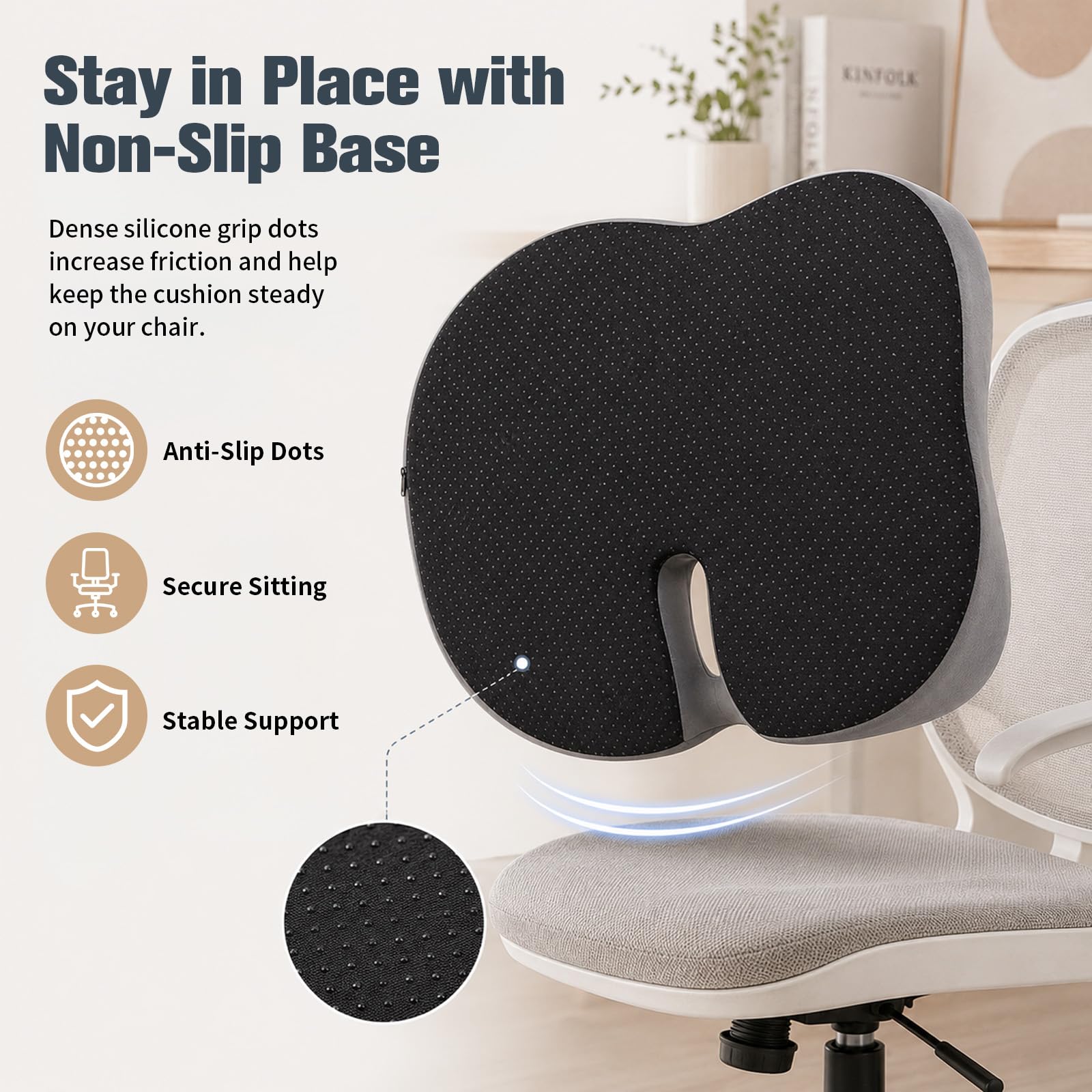 Cojín de asiento ortopédico con respaldo ergonómico para silla de oficina, coche y sala de juegos