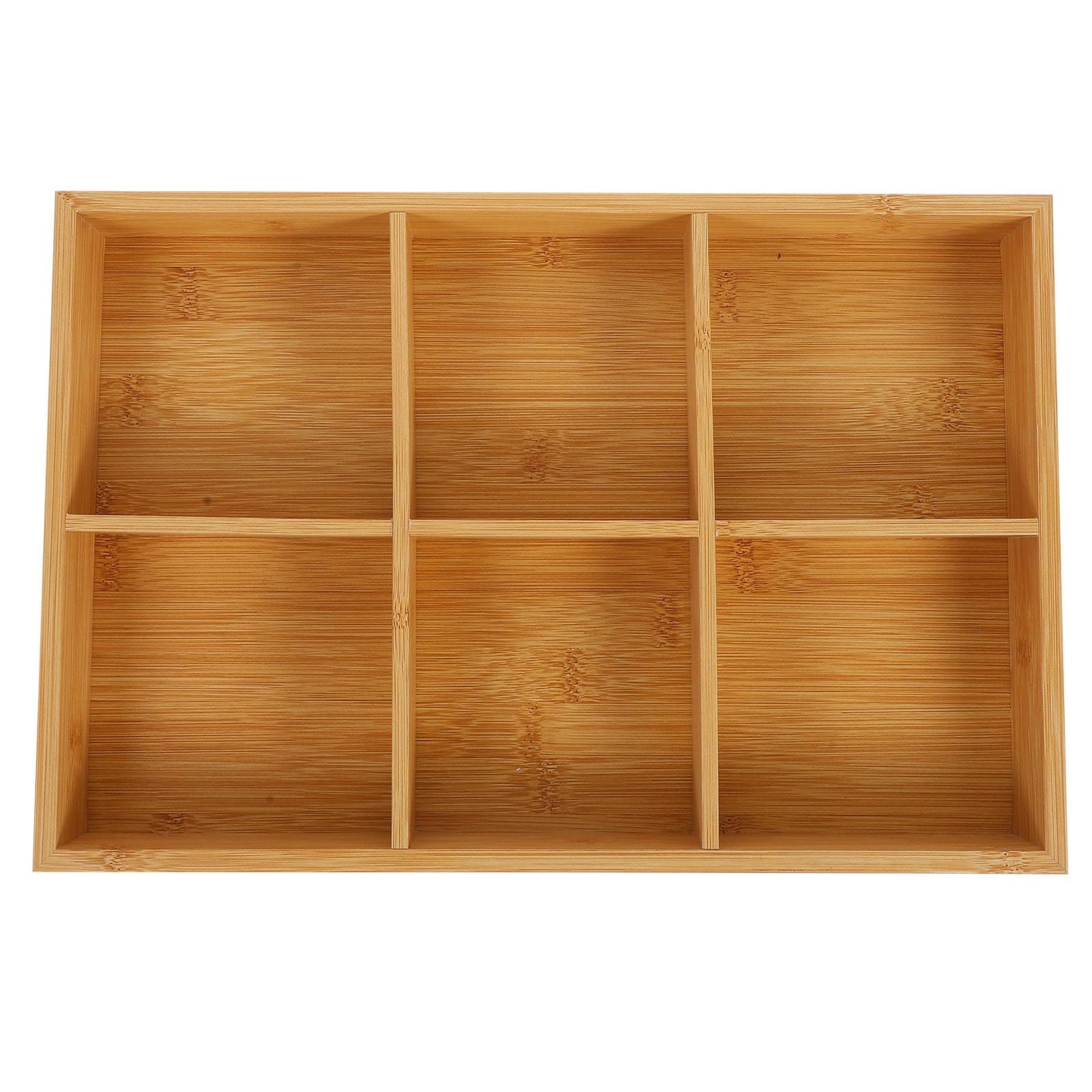 Plateau en bambou à 6 compartiments pour rangement crayons