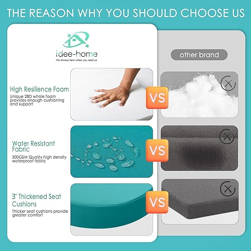 Miniatura 3 de idee-home Cojines para sillas de bistró para exteriores, 15 x 15 x 3 pulgadas de grosor, cojines de asiento redondos para exteriores con lazos,