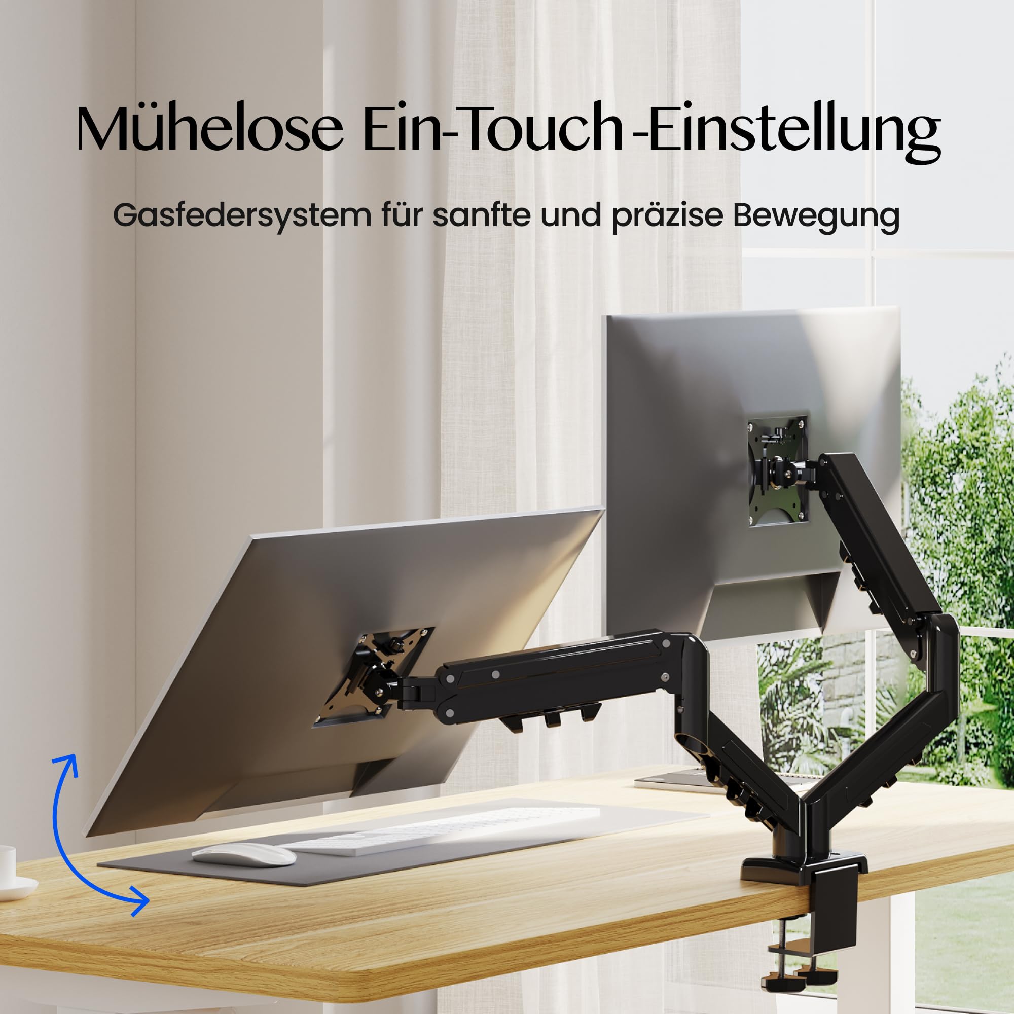 FLEXISPOT Monitor Halterung für 2 Monitore 17–32 Zoll, 2–9 kg pro Arm, Dual Bildschirmhalterung, höhenverstellbar und neigbar, VESA 75x75/100x100, Tischklemme oder Durchführungsbohrung