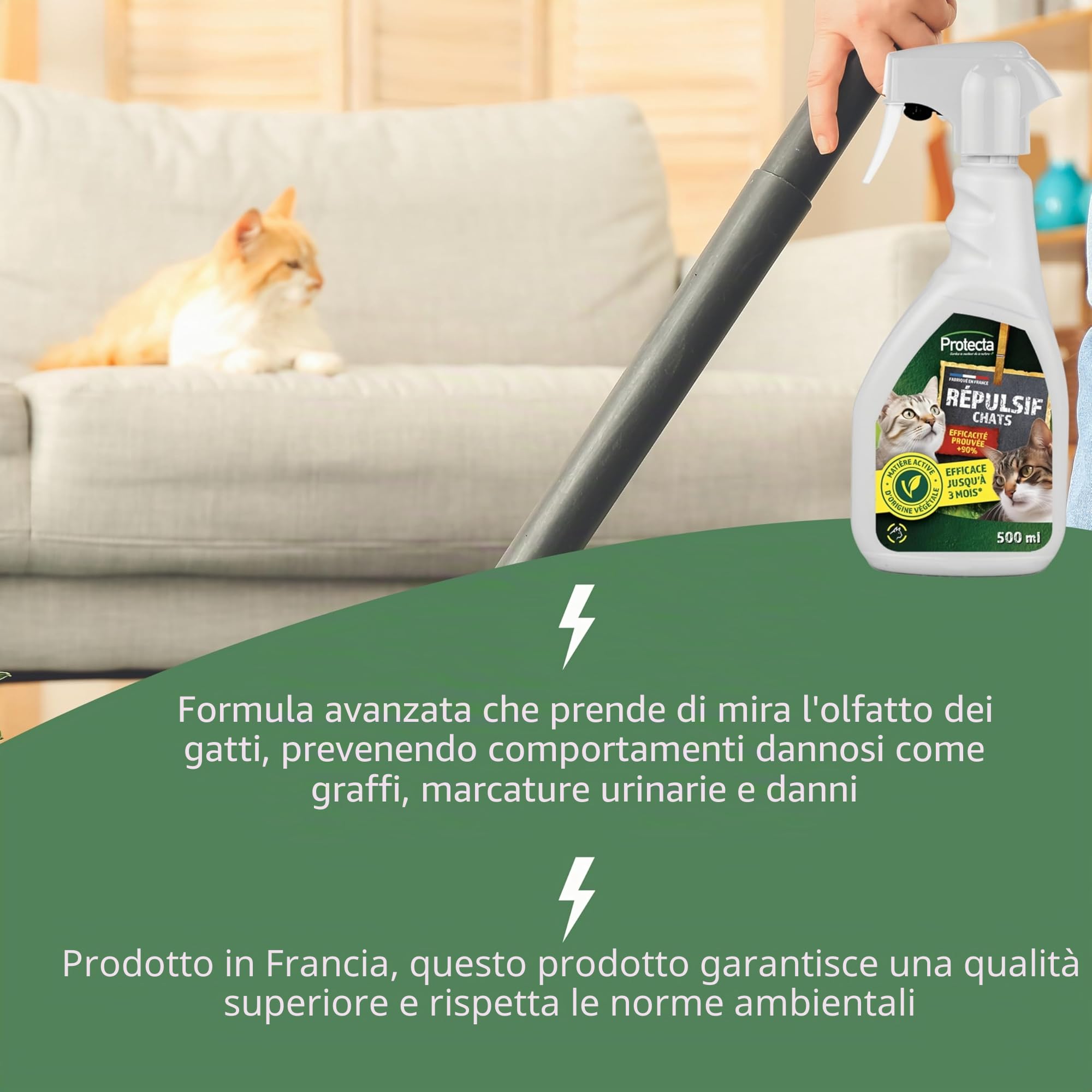 Repellente per gatti interni ed esterni, spray anti-graffio e marcatura urinaria, 500 ml, protezione efficace per mobili e giardini