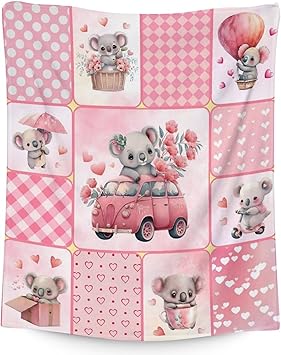Koala Blanket Gifts - 50"x60" Cute Throw for Women, Girls - Pink Soft Fuzzy Blankets for Bed, Couch & Living Room