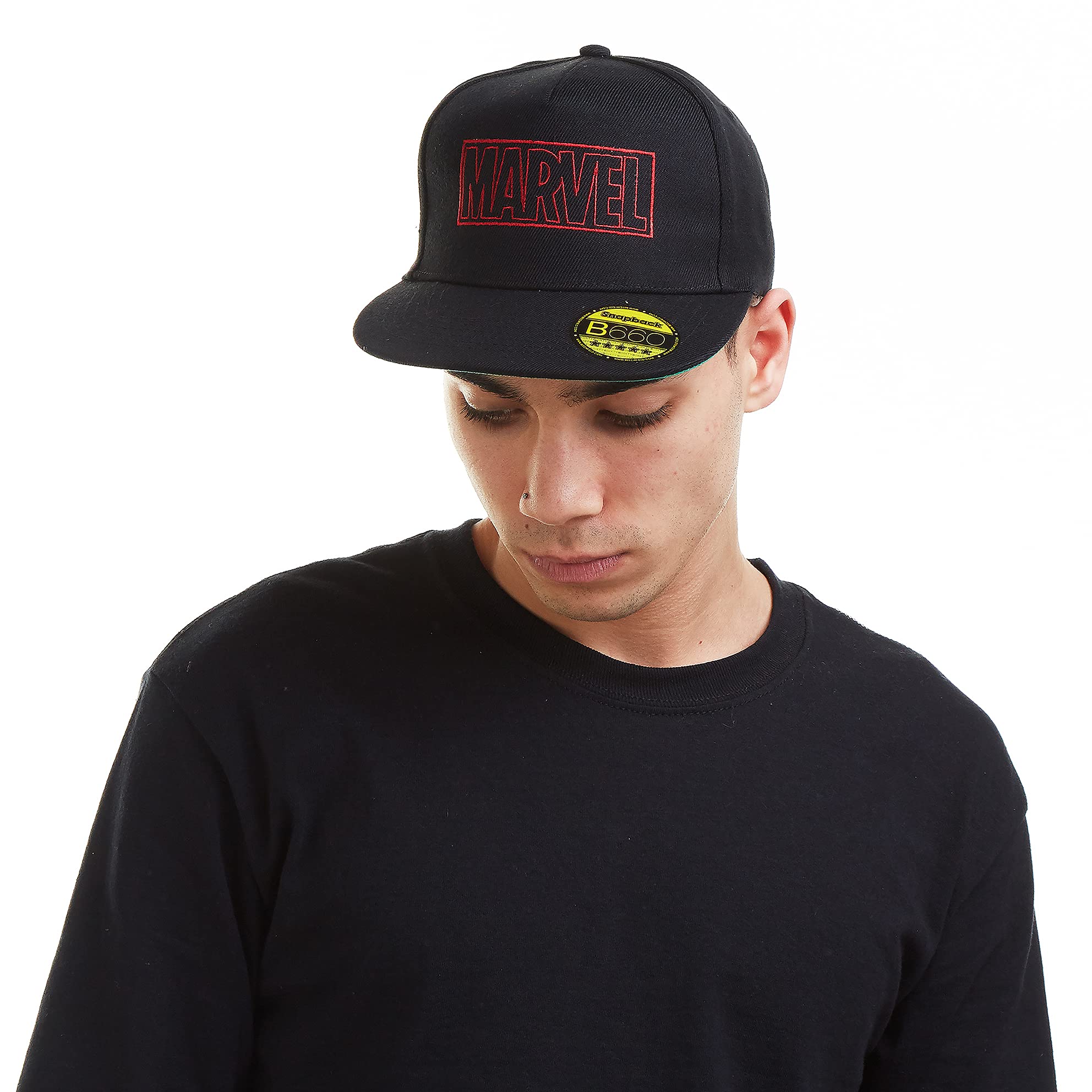 Marvel Men's Line Logo Baseball Cap, Black (Black Blk), One Size UK