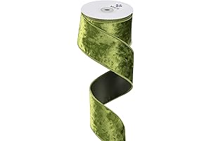 2.5 Inch Moss Green Velvet Wired Ribbon: Perfect for Christmas Decorations, Crafts, and Gift Wrapping