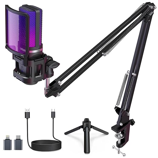 ZealSound RGB Gaming USB Microphone