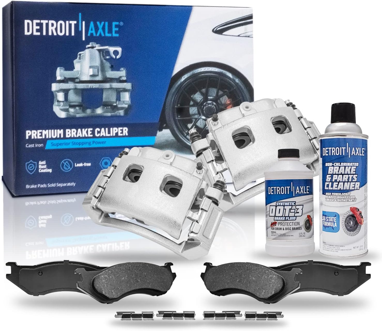 Detroit Axle - Front Disc Brake Calipers and Ceramic Brake Pads Kit Replacement for Dodge Ram 1500 Durango - 6pc Set